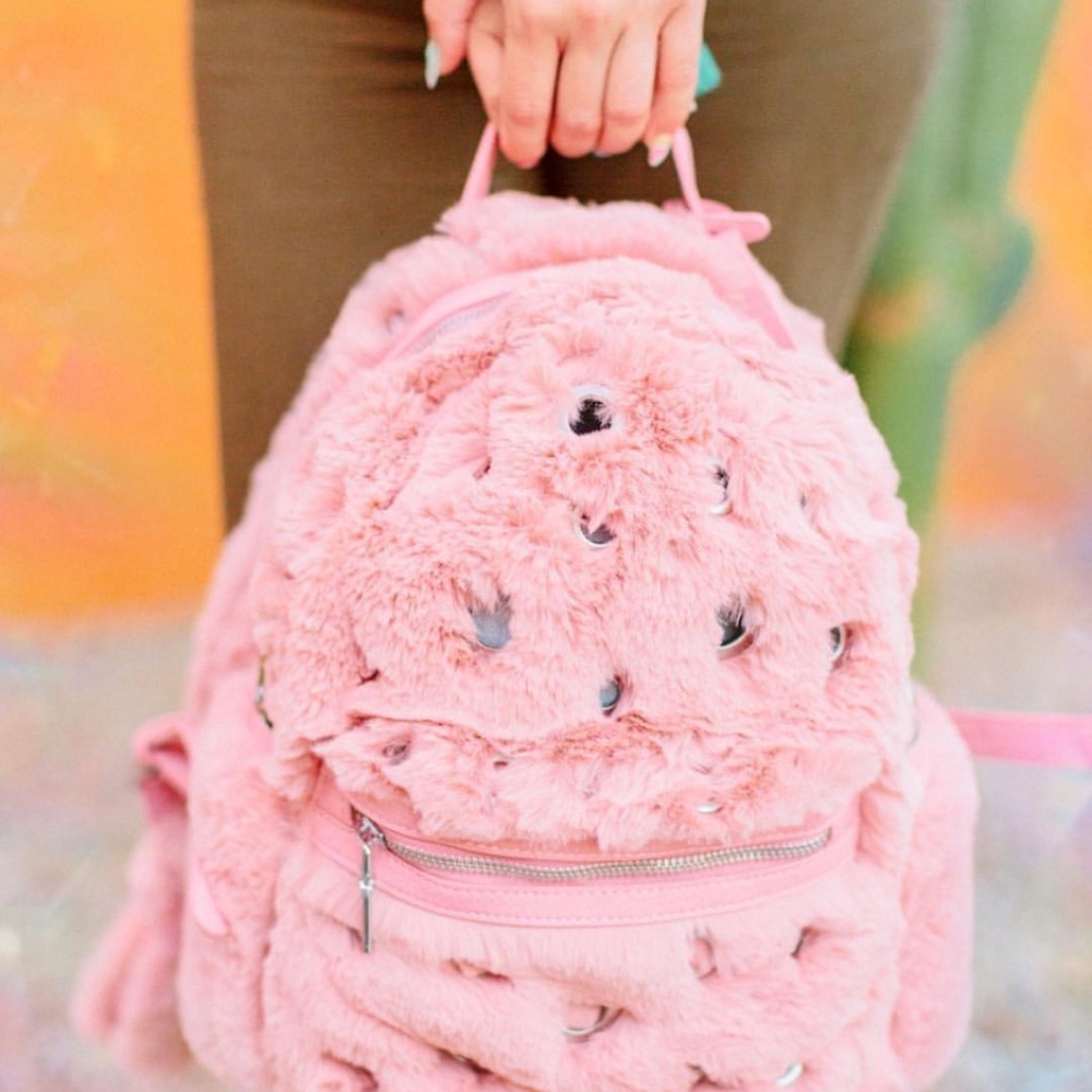 NWT Pink fluffy backpack